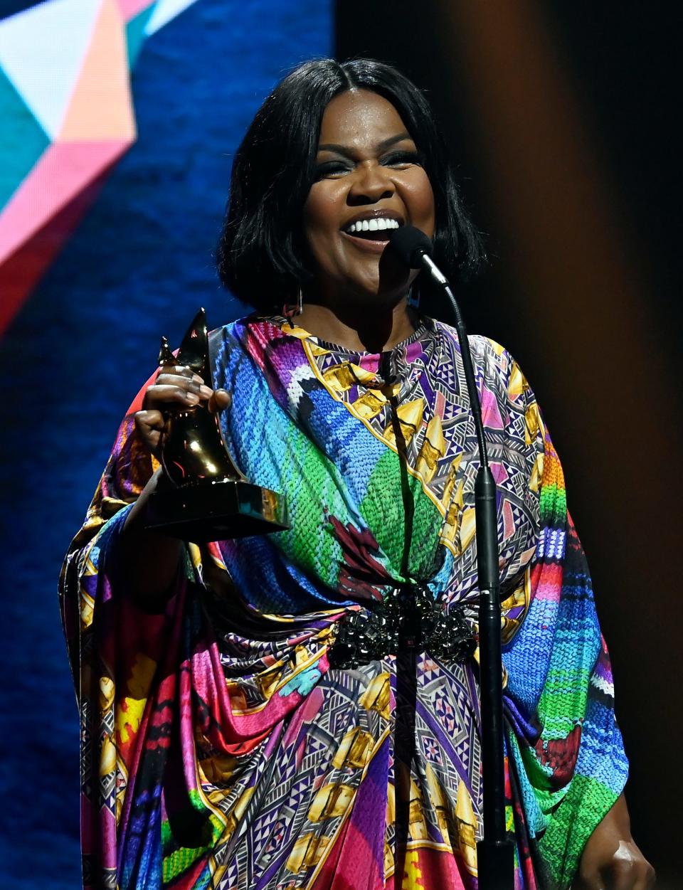 Cece Winans accepts the Gospel Artist of the Year Award during the 52nd GMA Dove Awards on Tuesday, October 19, 2021, in Nashville, Tenn. 