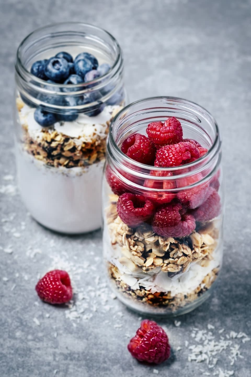 mediterranean diet breakfast yogurt parfaits layered with granola and berries