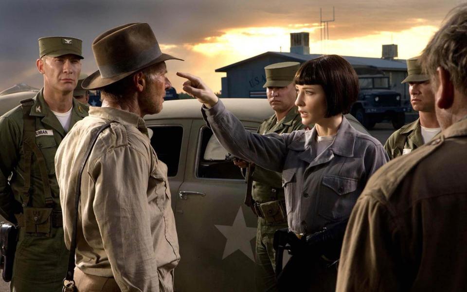 Harrison Ford as Indiana Jones and Cate Blanchett as Agent Irina Spalko in Indiana Jones and the Kingdom of the Crystal Skull
