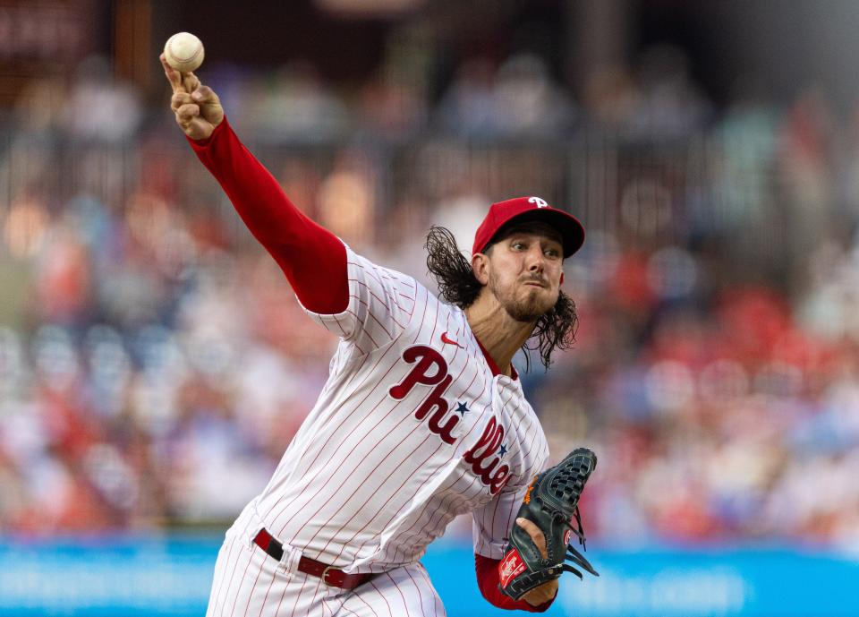 Philadelphia Phillies starting pitcher Michael Lorenzen throws a pitch against the Washington Nationals at Citizens Bank Park.