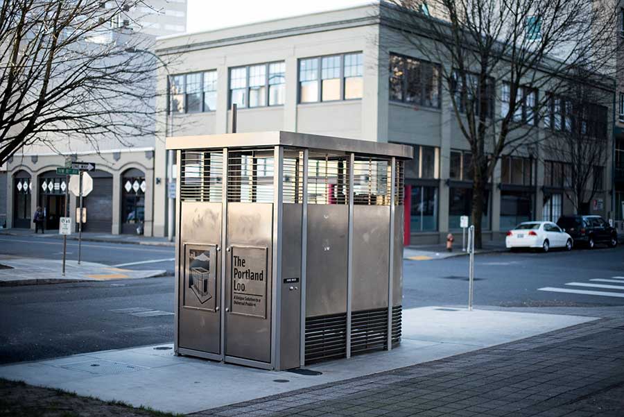 The Portland Loo's design aims to deter drug use, prostitution and vandalism sometimes associated with public restrooms.
