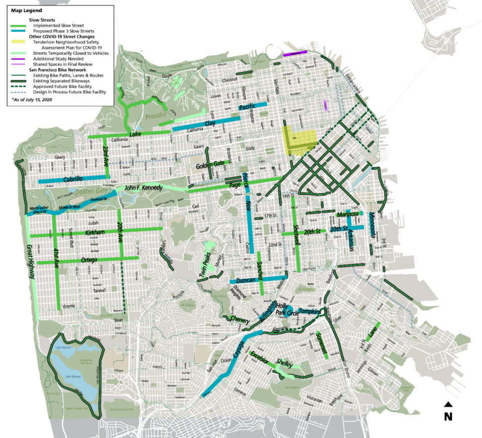 Current and planned Slow Streets map