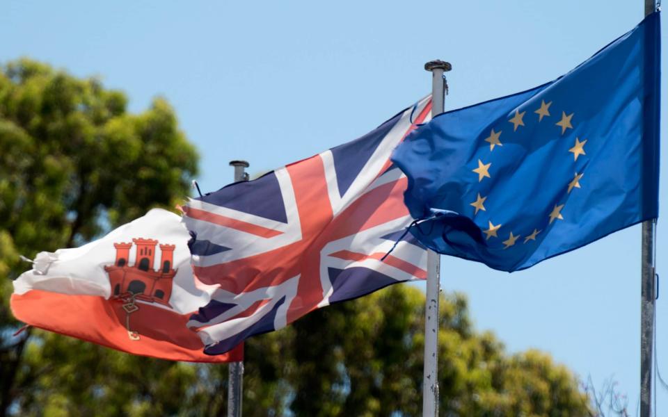 The Europa Flag The Union Flag and Flag of Gibraltar - Credit: Paul Grover for the Telegraph