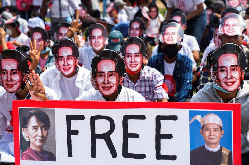 Protest against the military coup in Yangon