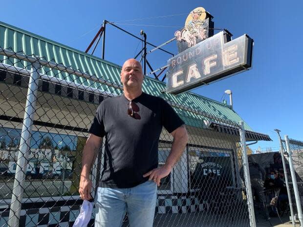 Dennis Springenatic says the pandemic has hit his Surrey restaurant hard, particularly after the most recent restrictions on indoor dining.   (Jon Hernandez/CBC - image credit)