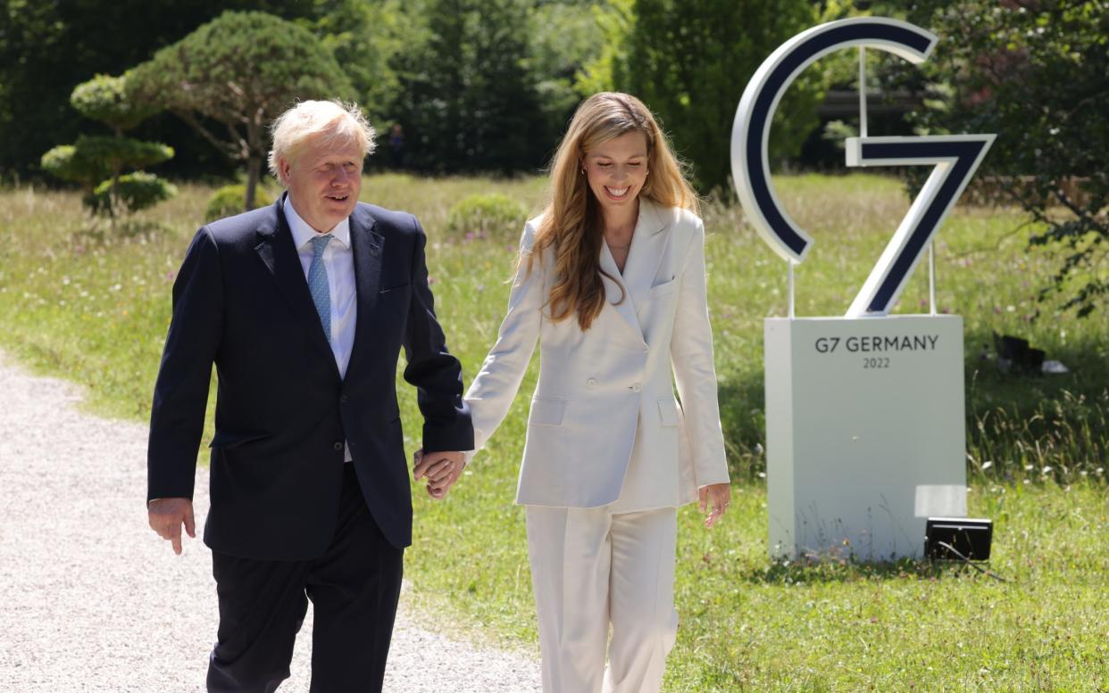 Boris Johnson and his wife Carrie attend the first day of the G7 summit near Garmisch-Partenkirchen, in Germany, on Sunday - Sean Gallup//Getty Images 
