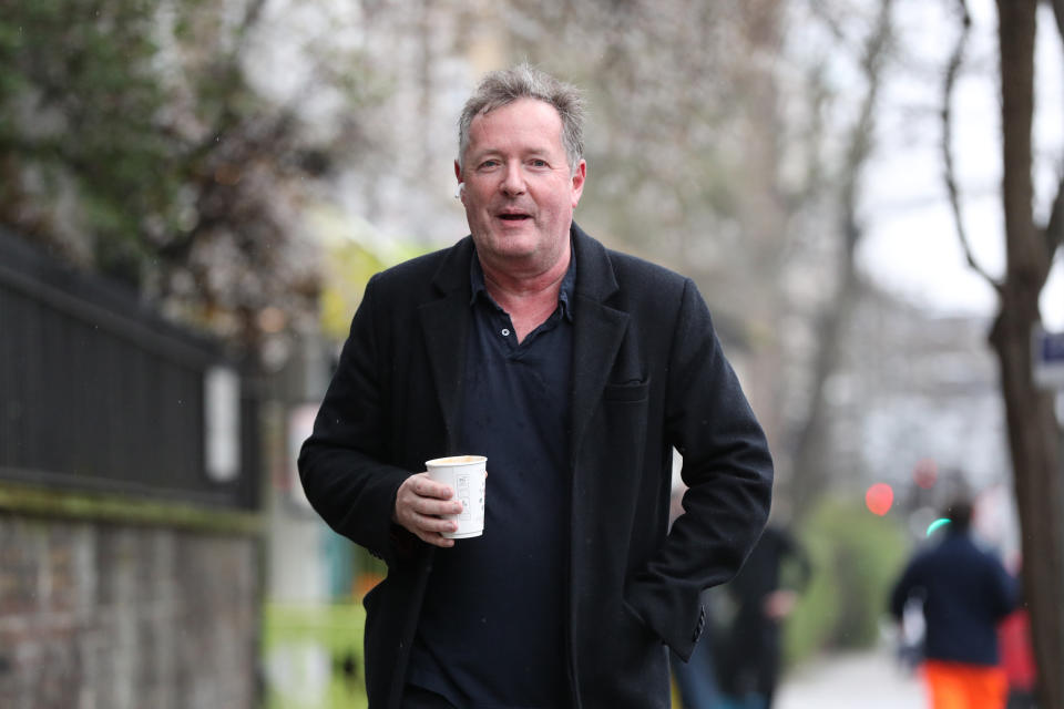 Piers Morgan returns to his home in Kensington, central London, the morning after it was announced by broadcaster ITV that he was leaving as a host of Good Morning Britain. Picture date: Wednesday March 10, 2021. (Photo by Jonathan Brady/PA Images via Getty Images)