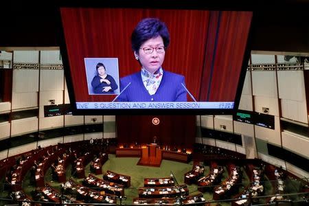 Hong Kong Chief Executive Carrie Lam attends her first Question and Answer session at the Legislative Council in Hong Kong, China, July 5, 2017. REUTERS/Bobby Yip