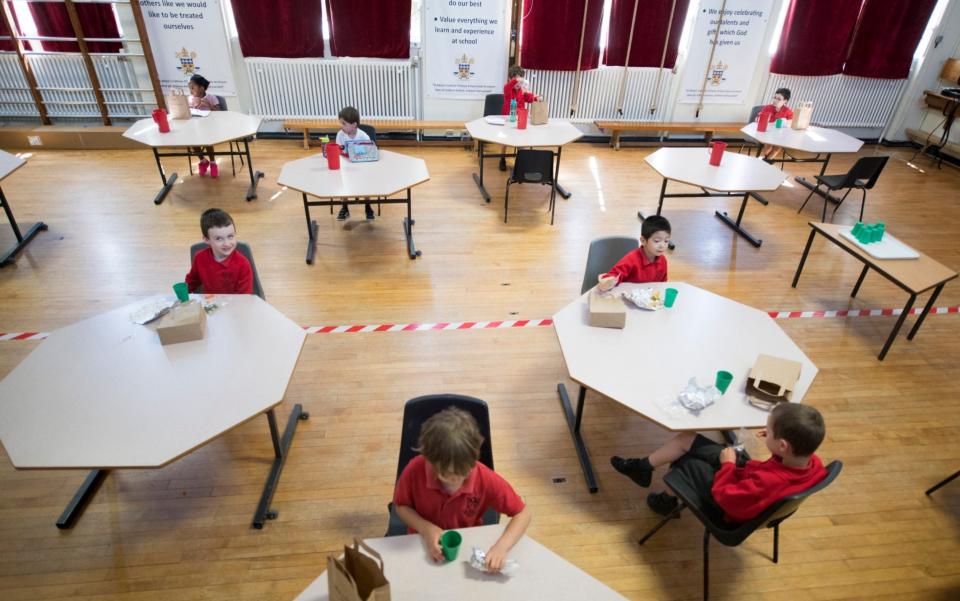 St Albans Catholic Primary School welcomes back some pupils - David Rose for The Telegraph