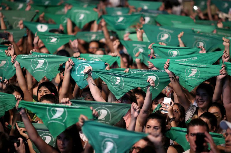 FILE PHOTO: Rally in favor of legalizing abortion outside the National Congress, in Buenos Aires