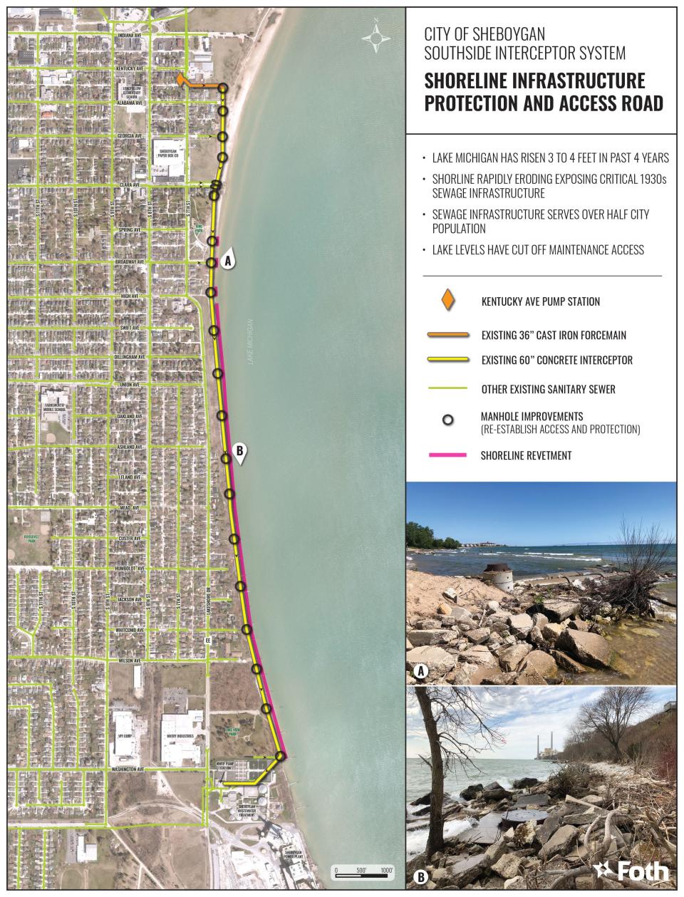 A map of the Southside Interceptor Sanitary Sewer Project. Most construction for the project is expected to take place in 2022.