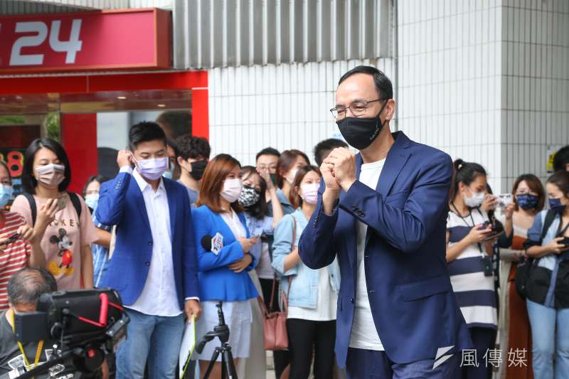 20210803-前國民黨主席朱立倫3日出席「改變才有希望」競選國民黨主席媒體聯訪。（顏麟宇攝）