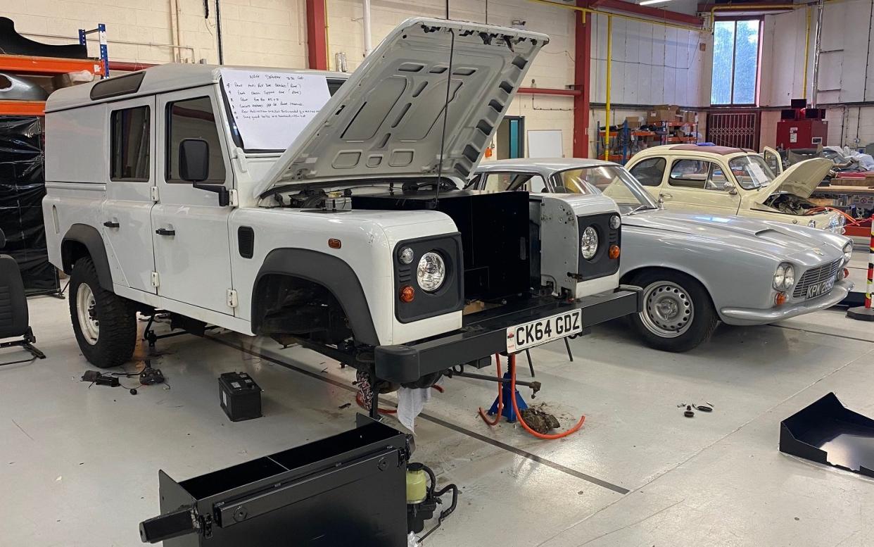 Land Rover Defender awaiting conversion to electric propulsion