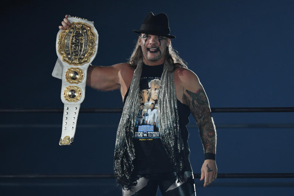 TOKYO,JAPAN - JANUARY 4: Chris Jericho holds the belt of IWGP Intercontinental championship during the Wrestle Kingdom 13 at Tokyo Dome on January 04, 2019 in Tokyo, Japan. (Photo by Masashi Hara/Getty Images)