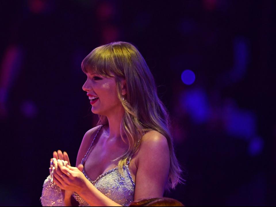 <p>Taylor Swift received the Global Icon award</p> (PA)