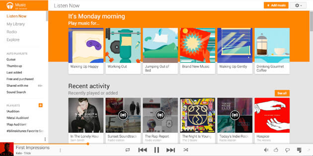 Google Play Music's new web design