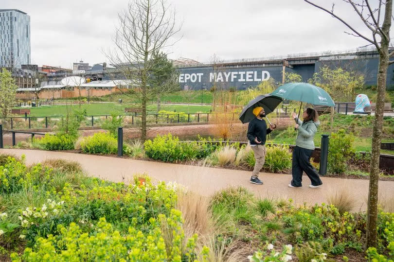 RHS director general Clare Matterson with designer Jason Williams at the Depot Mayfield in Manchester