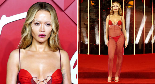 640px x 349px - Rita Ora dons naked dress and prosthetics at Fashion Awards