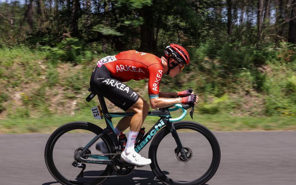 French rider Simon Guglielmi all on his own out in front