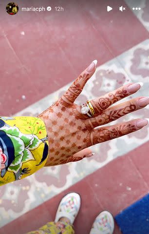 <p>Maria Ramirez/Instagram</p> Maria showed off her wedding bling and mehndi in an Instagram Story on Friday morning.