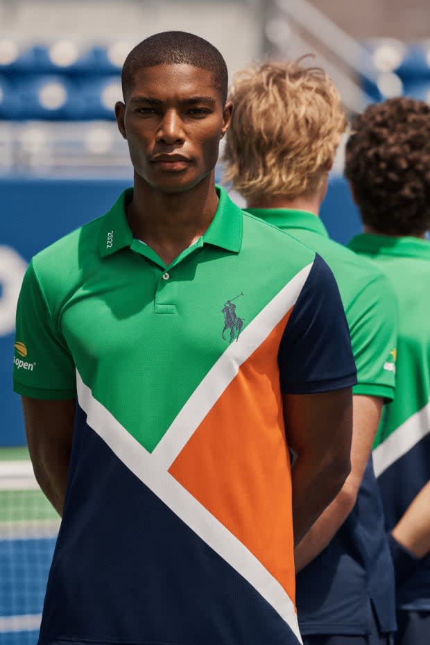 From Ralph Lauren, a Polo shirt made entirely of recycled plastic
