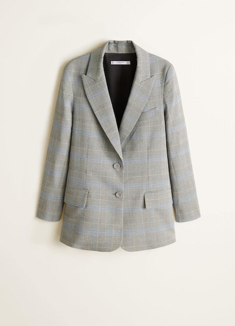 Mango Check Structured Blazer