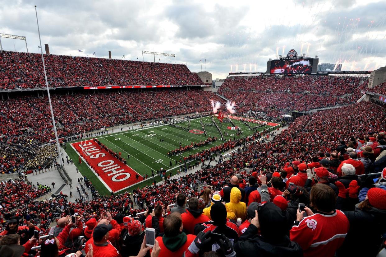 Ohio State is getting blasted for a graphic it sent out on its football Twitter account. (Photo by Jamie Sabau/Getty Images)