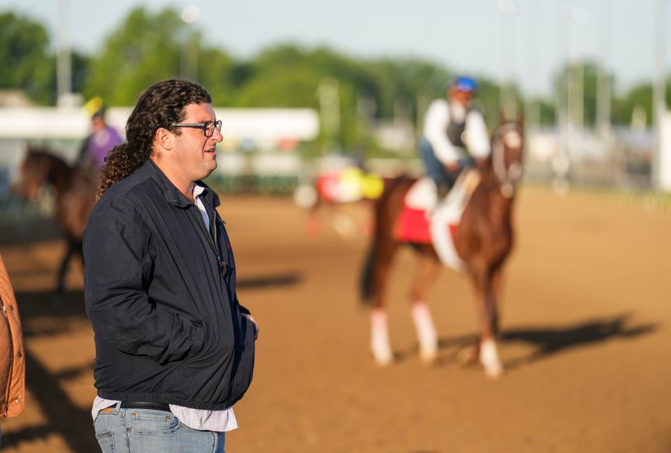 Trainer Saffie Joseph at Churchill Downs on Thursday, May 4, 2023. Joseph's horse Lord Miles was scheduled to run in Kentucky Derby 149 before Joseph was suspended following the deaths of two of his other horses, Parents Pride and Chasing Artie.