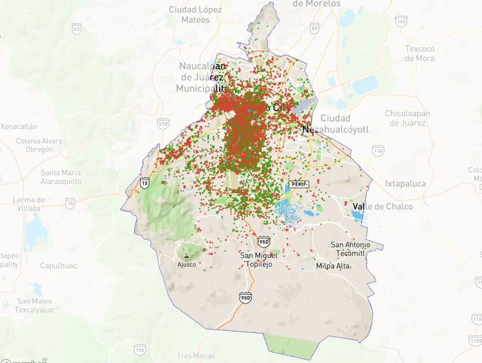 Distribución de los AirBnB en CDMX.