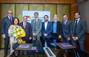 Photographed from left to right, Mr. Frank Schneider, Business Group Director, IMCD Coatings & Construction; Ms. Shipra Arora, Director, Parkash DyeChem; Mr. Naresh Arora, Founder & Managing Director, Parkash DyeChem; Mr. Amit Hirani, Managing Director, IMCD India; Mr. Chirag Arora, Director, Parkash DyeChem; Ms. Fenna van Zanten, Legal Counsel, IMCD Group; Mr. Saurin Shah, Regional Director Coatings & Construction, IMCD India; and Mr. Ramanuj Kankani, Finance & Operations Director, IMCD India