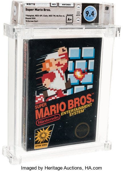 A sealed copy of Super Mario Bros. sold for $114,000 in an auction.