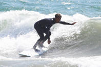 <p>Jaden Smith catches a few waves on Monday in L.A.</p>