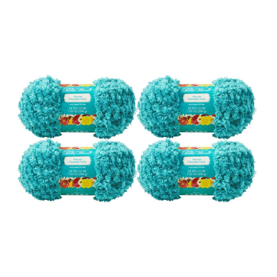 <p><a href="https://clicks.trx-hub.com/xid/hearstcorp_9eb67_tpw?q=https%3A%2F%2Fwww.walmart.com%2Fip%2FThe-Pioneer-Woman-Sherpa-Chenille-Teal-Yarn-58-Yards-4-Pack%2F2123616920&p=https%3A%2F%2F&utmSource=yahoo-us&utmCampaign=3208&utmMedium=syn" rel="nofollow noopener" target="_blank" data-ylk="slk:Shop Now;elm:context_link;itc:0;sec:content-canvas" class="link ">Shop Now</a></p><p>The Pioneer Woman Sherpa Chenille Teal Yarn</p><p>walmart.com</p><p>$33.92</p>