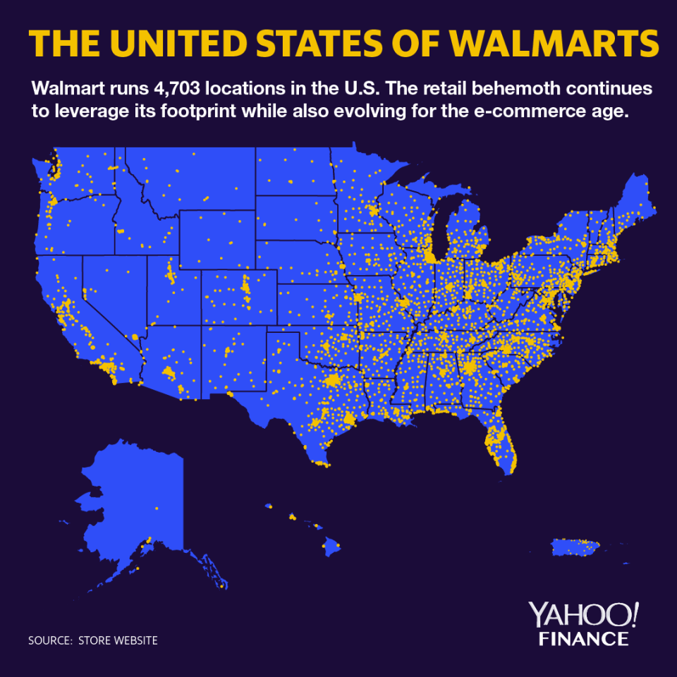 Walmart locations span the United States. (image: David Foster)