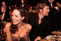 <p>With Brad Pitt at the 2008 Screen Actors Guild Awards.</p>