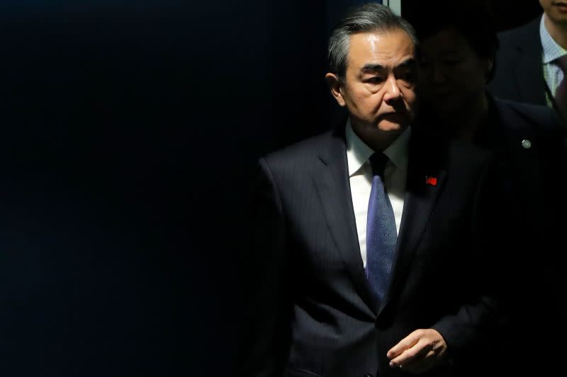 Chinese Foreign Minister Wang Yi arrives for his address to the 74th session of the United Nations General Assembly at U.N. headquarters in New York