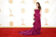 Linda Cardellini arrives at the 65th Primetime Emmy Awards at Nokia Theatre on Sunday Sept. 22, 2013, in Los Angeles. (Photo by Dan Steinberg/Invision/AP)