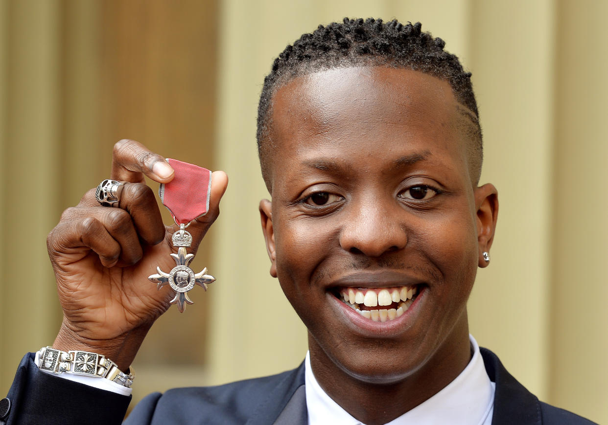 Jamal Edwards with his Member of the British Empire (MBE) award. (PA)