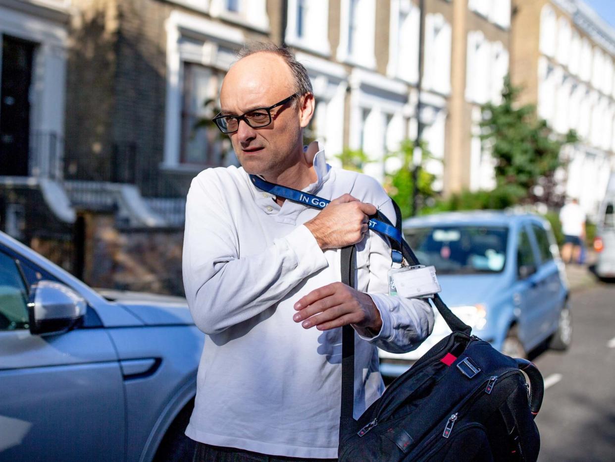 Dominic Cummings, chief adviser to Boris Johnson leaves his London home on 21 July 2020: Getty