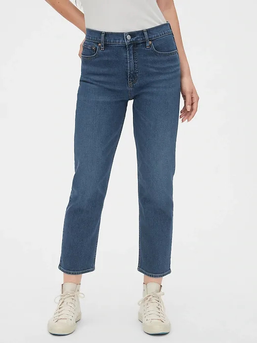 High Rise Cheeky Straight Jeans with Secret Smoothing Pockets