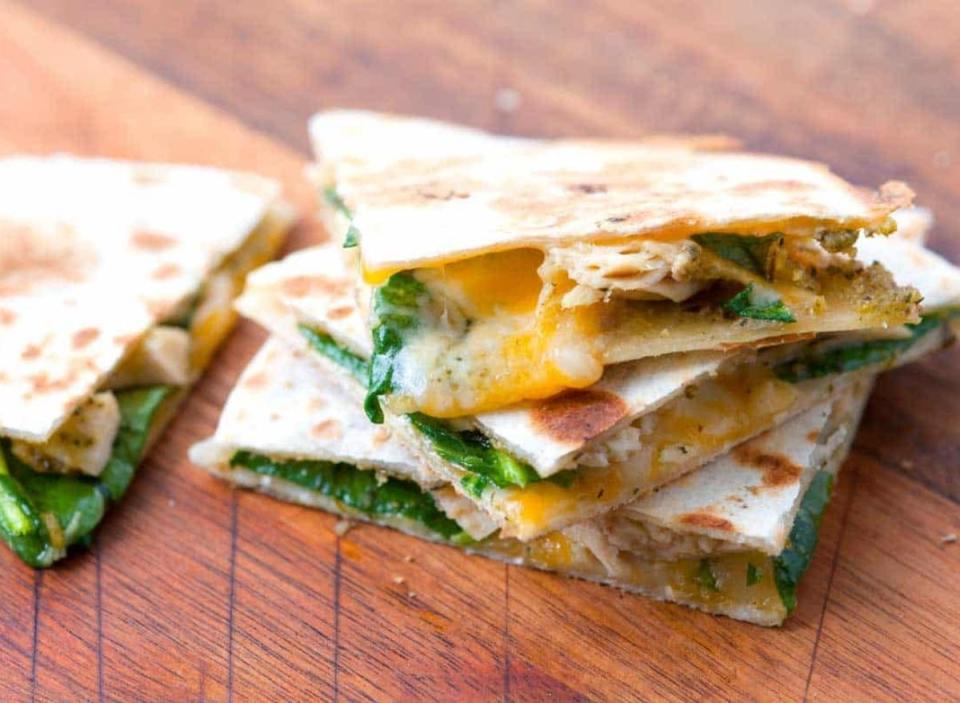 chicken pesto quesadilla