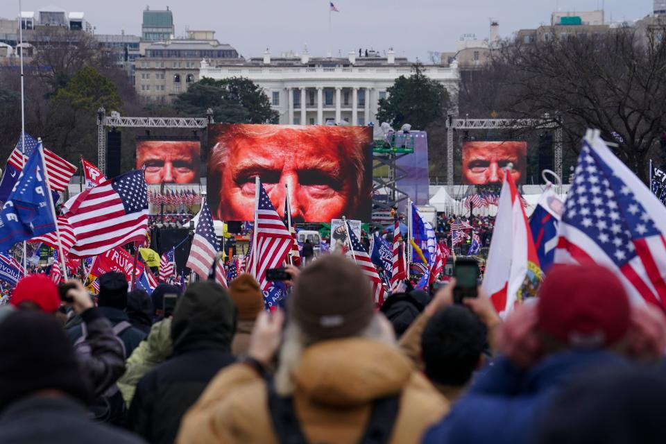 In this Jan. 6, 2021 file photo, Trump supporters participate in a rally in Washington.