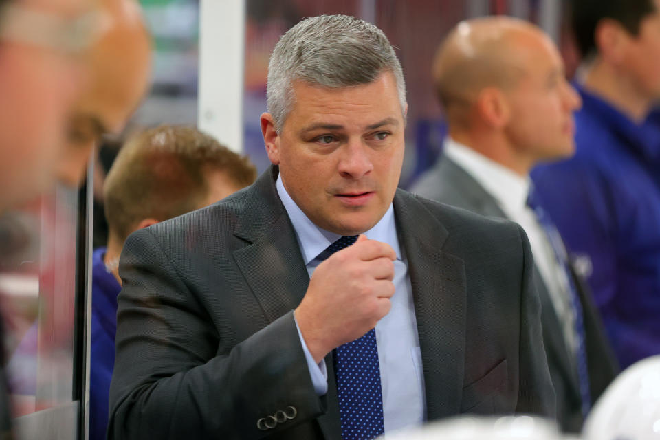 Maple Leafs coach Sheldon Keefe finally blew a gasket after his team squandered a 3-1 lead for the fourth time in its last five games. (Getty)