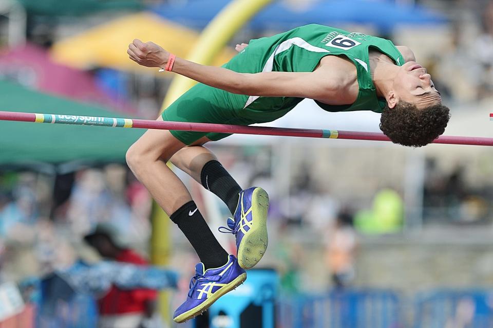 South Hagerstown's Kaithon McDonald, shown competing in the high jump, is the Washington County record-holder in the long jump