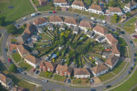 A circular cluster of homes in Sittingbourne, Kent. Picture- Barcroft Media.