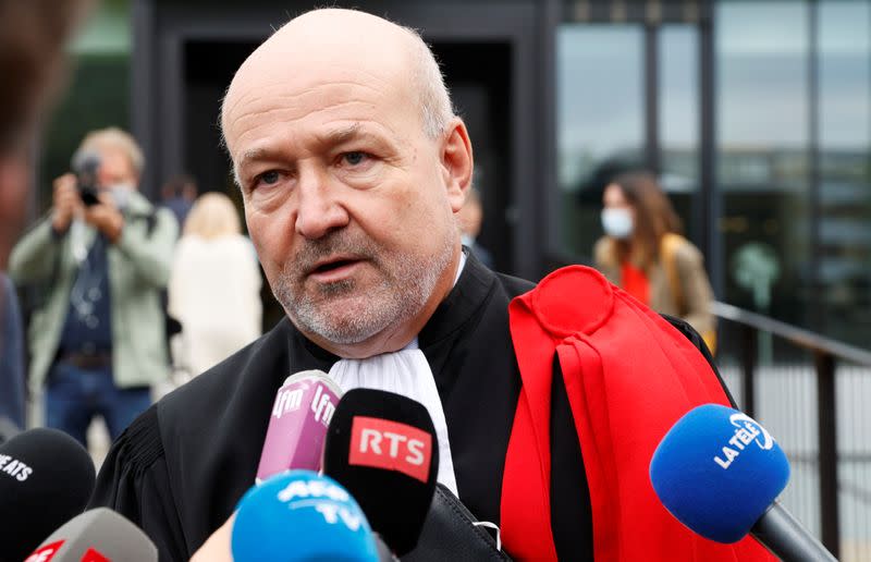 Supporters of activists gather at the District Court of West Lausanne