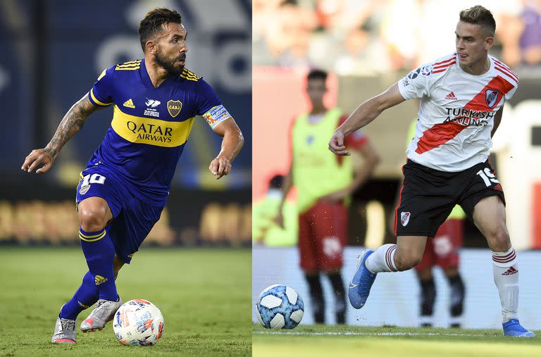 Carlos Tevez y Rafael Borré, dos de las figuras de Boca y River para afrontar la Copa Libertadores