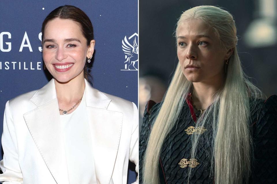 <p>Phillip Faraone/Getty; Ollie Upton / HBO</p> Emilia Clarke, Emma D