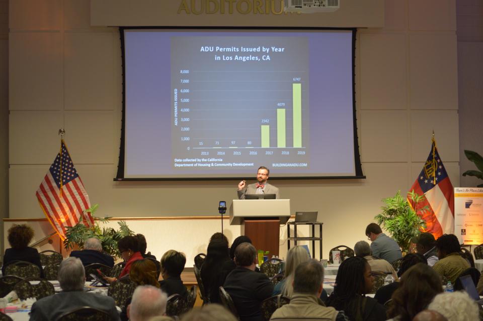 Edward Erfurt of Strong Towns gave a keynote address at Housing Savannah Inc.'s "There's No Place Like Home" housing summit on Feb. 22, 2024.