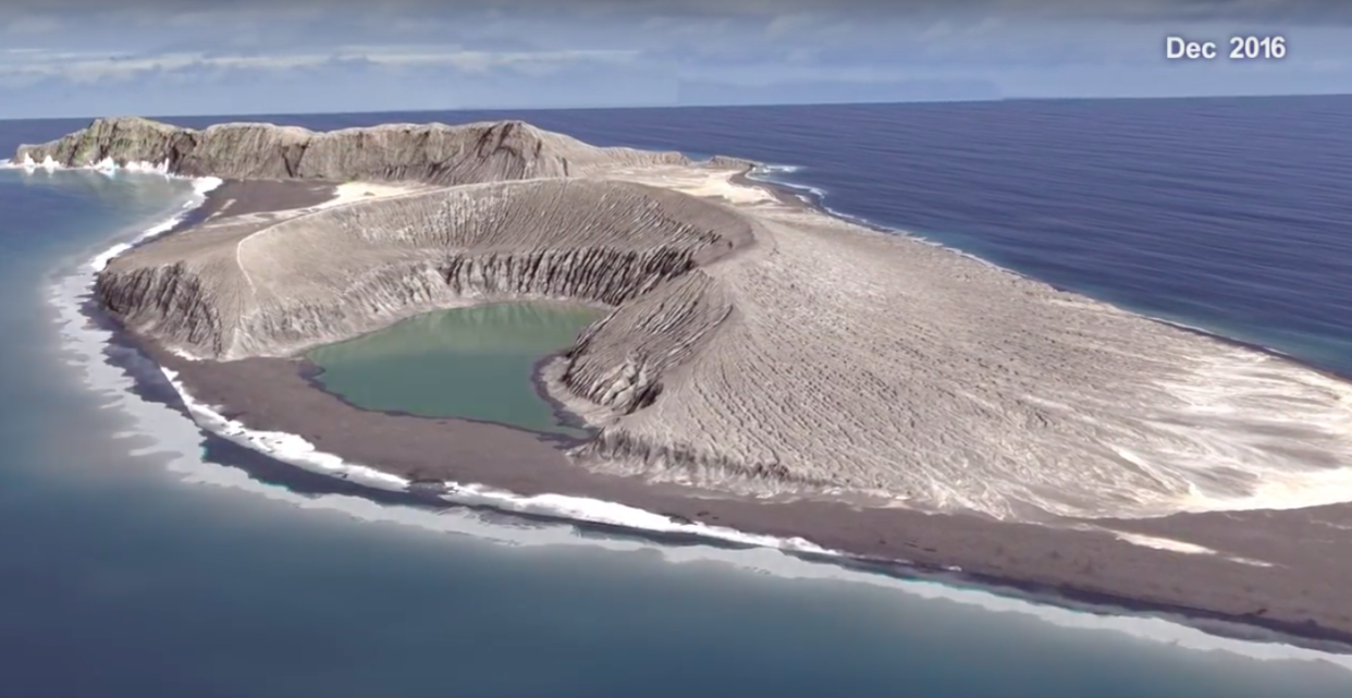 <em>Hunga Tonga-Hunga Ha’apai was formed by a huge underwater volcanic eruption (YouTube)</em>